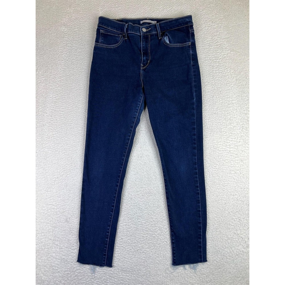 Levis 720 High Rise Super Skinny Jeans Womens 30 Dark Wash Raw Hem 52797-0015